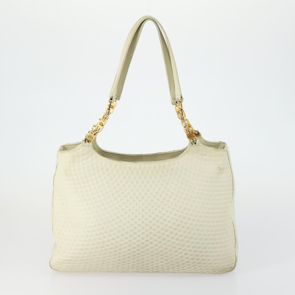 BALLY Tote Bag Leather 2 Set Black Ivory Auth 156704