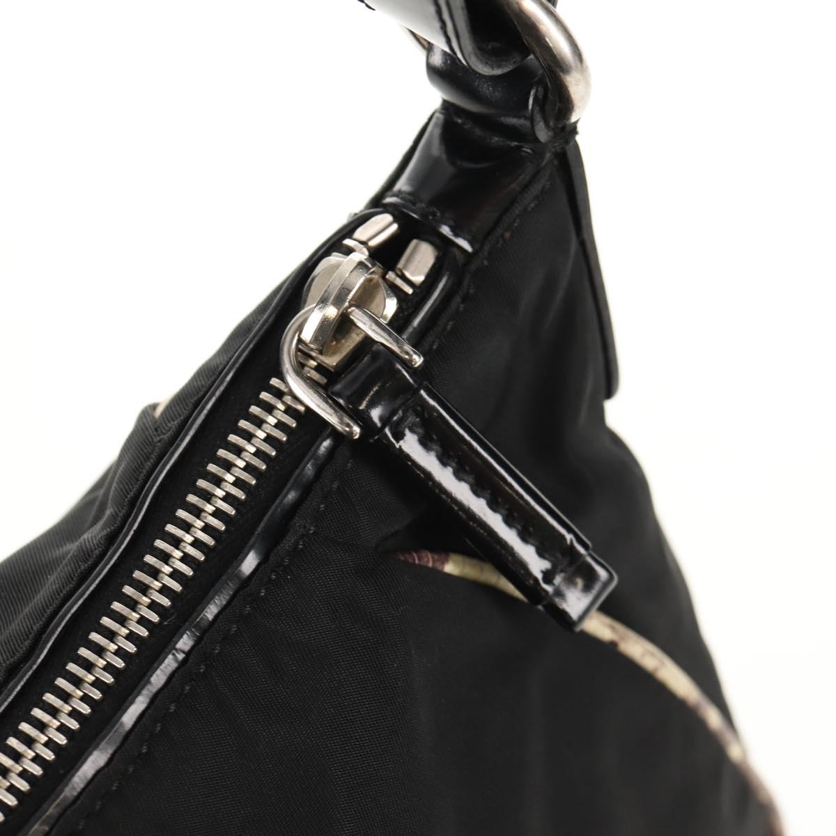 PRADA Shoulder Bag Nylon Black Silver Auth 156706V