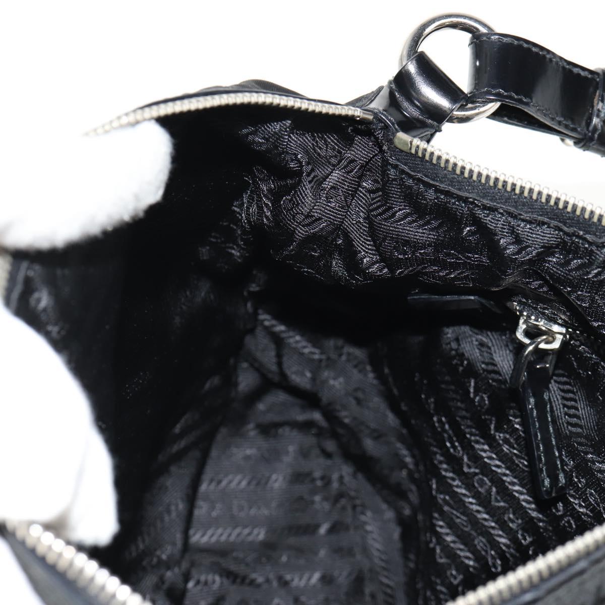 PRADA Shoulder Bag Nylon Black Silver Auth 156706V