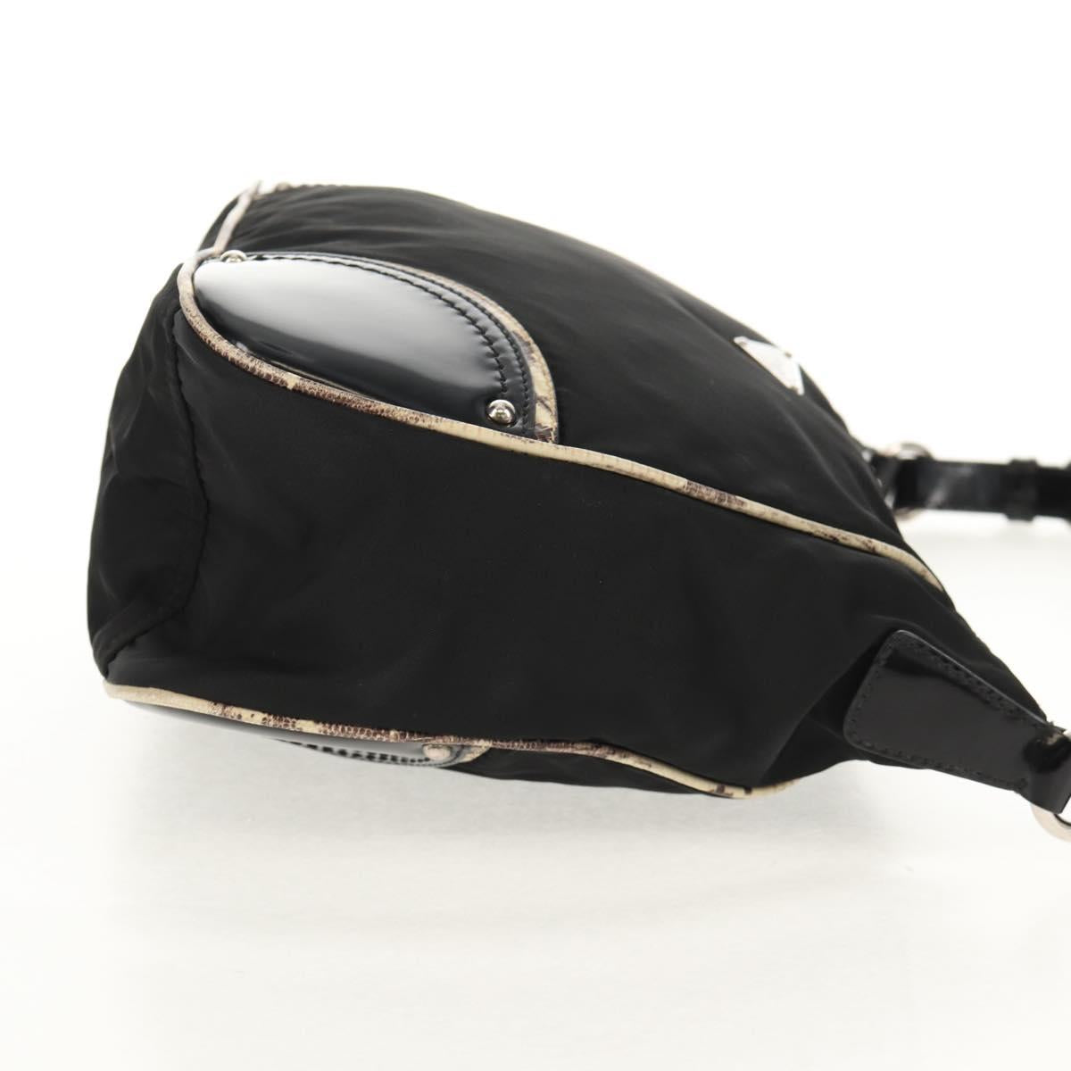 PRADA Shoulder Bag Nylon Black Silver Auth 156706V