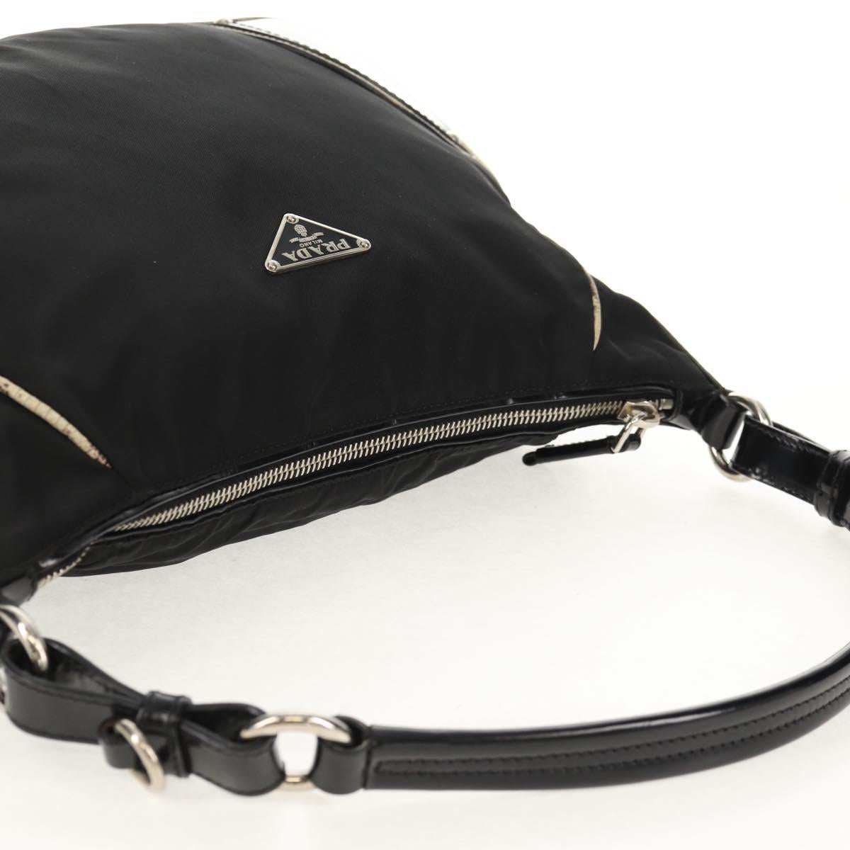 PRADA Shoulder Bag Nylon Black Silver Auth 156706V