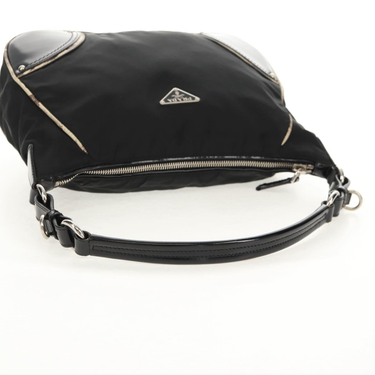 PRADA Shoulder Bag Nylon Black Silver Auth 156706V