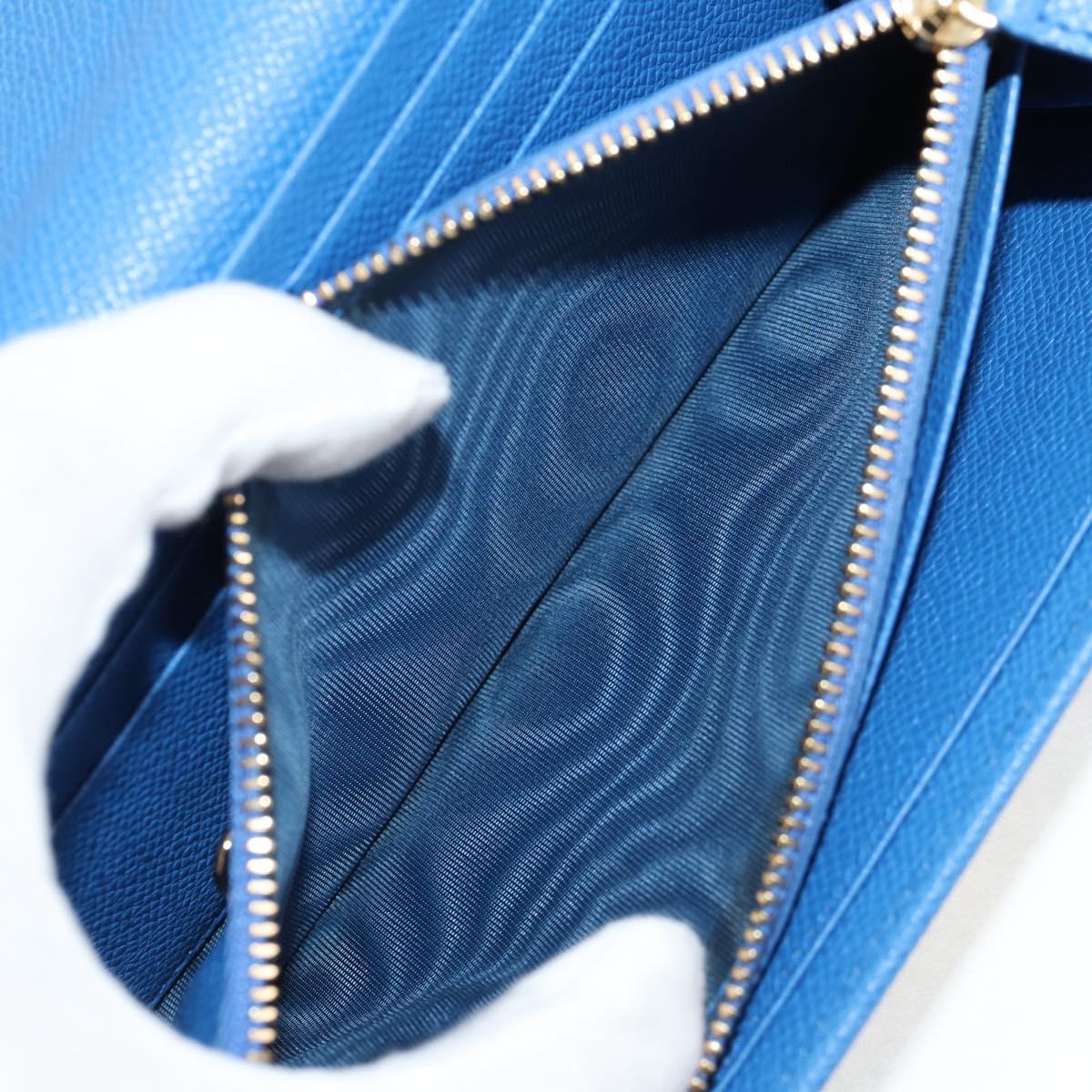 Salvatore Ferragamo Gancini Long Wallet Leather Blue Gold Auth 156708V
