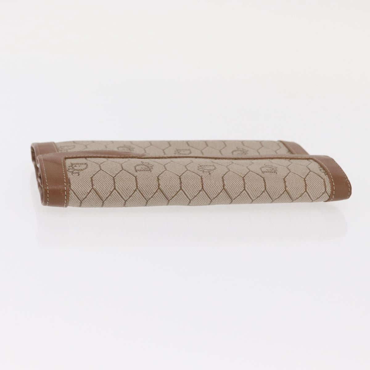 Christian Dior Honeycomb Canvas Long Wallet PVC Beige gold Auth 156709