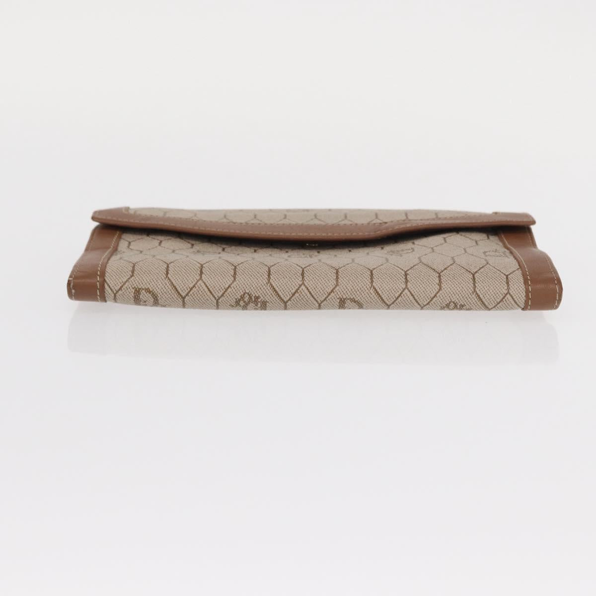 Christian Dior Honeycomb Canvas Long Wallet PVC Beige gold Auth 156709