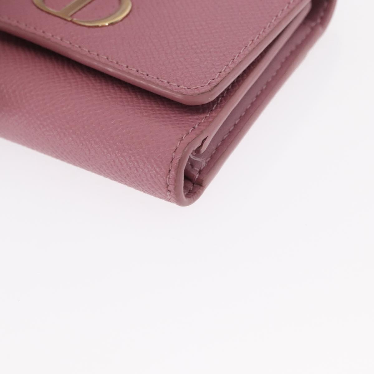 Christian Dior 30 Montaigne Compact Wallet Leather Pink Gold Auth 156710