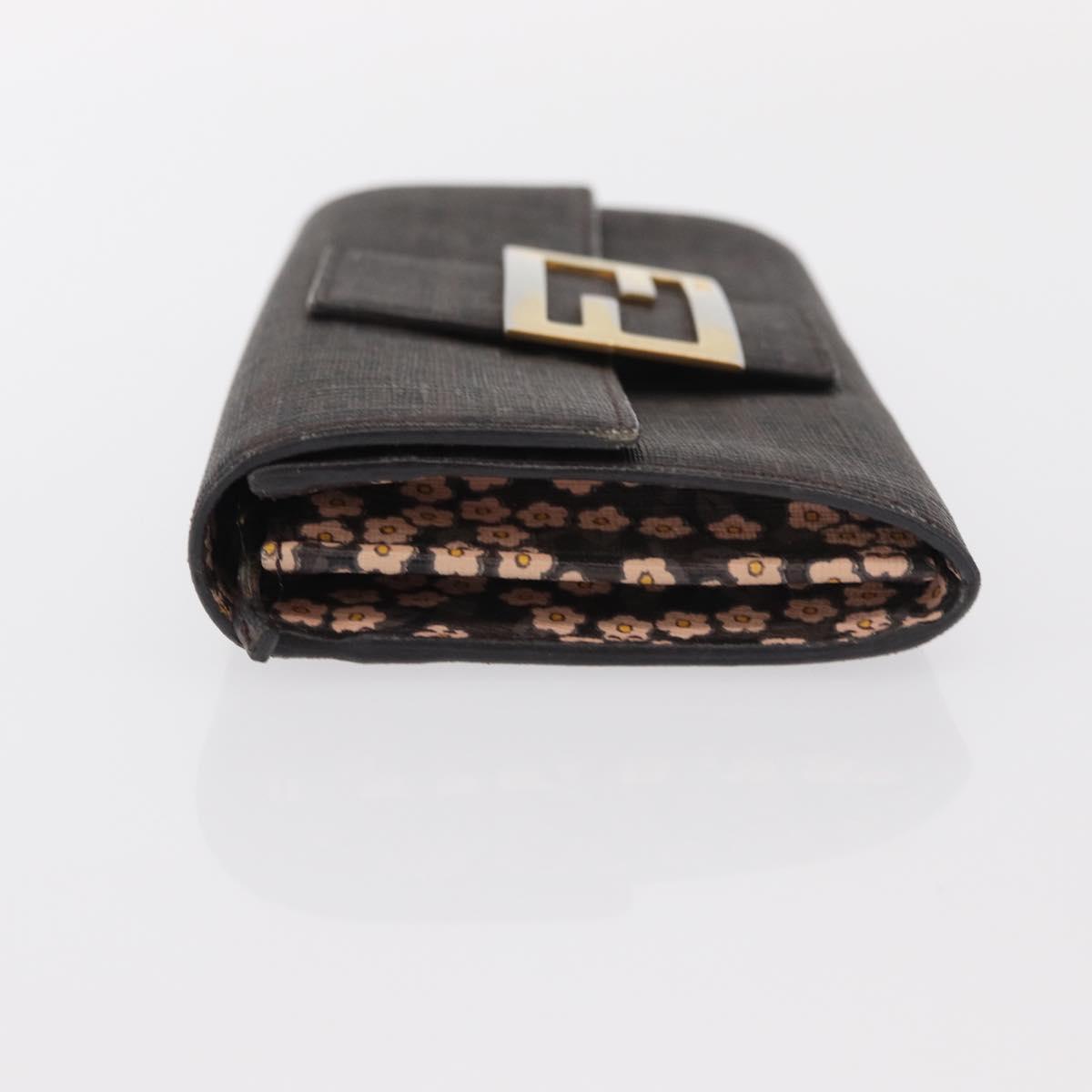 FENDI Zucchino Canvas Mamma Baguette Long Wallet PVC Brown Gold Auth 156711
