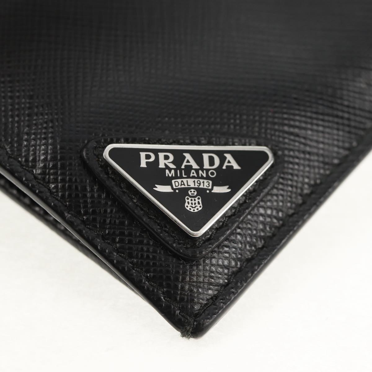PRADA Wallet Safiano leather Black Auth 156712V
