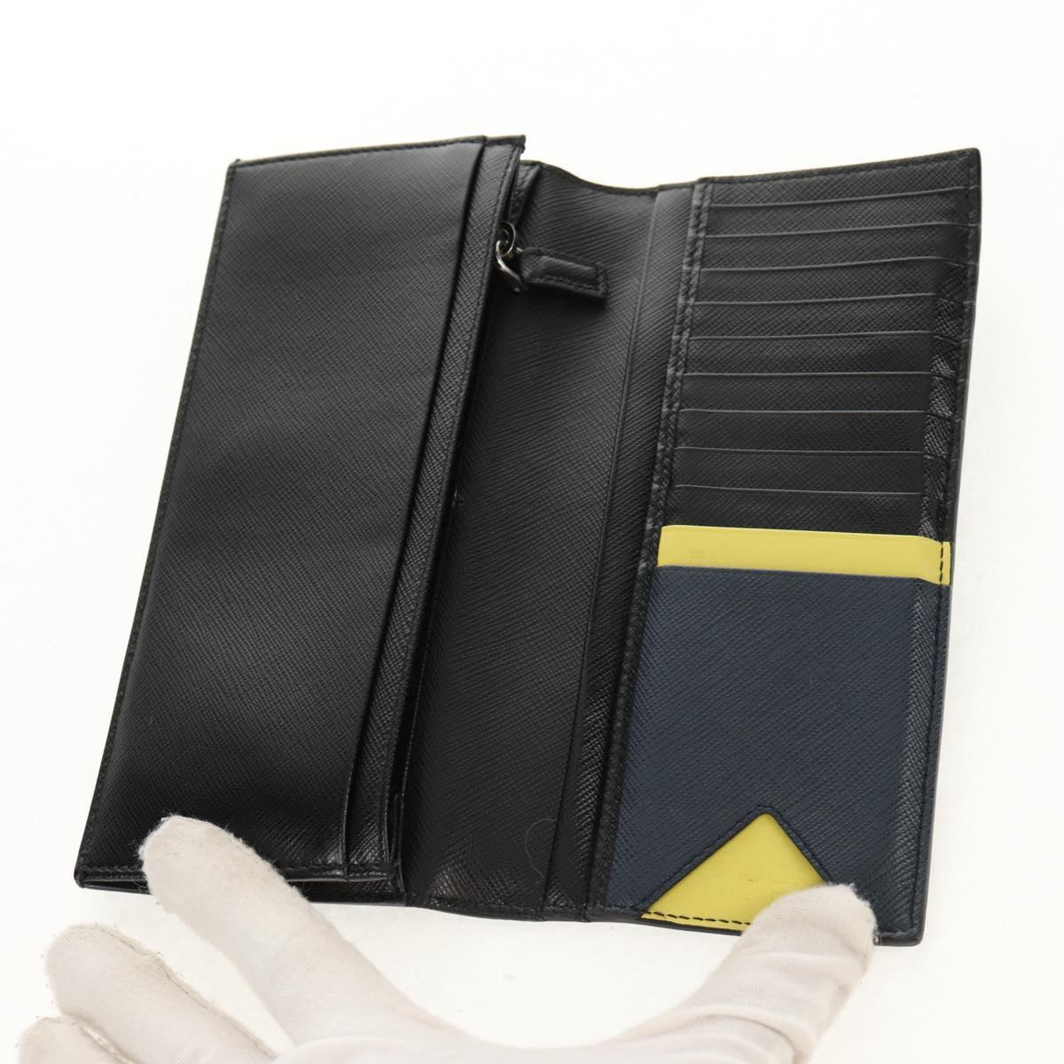 PRADA Wallet Safiano leather Black Auth 156712V