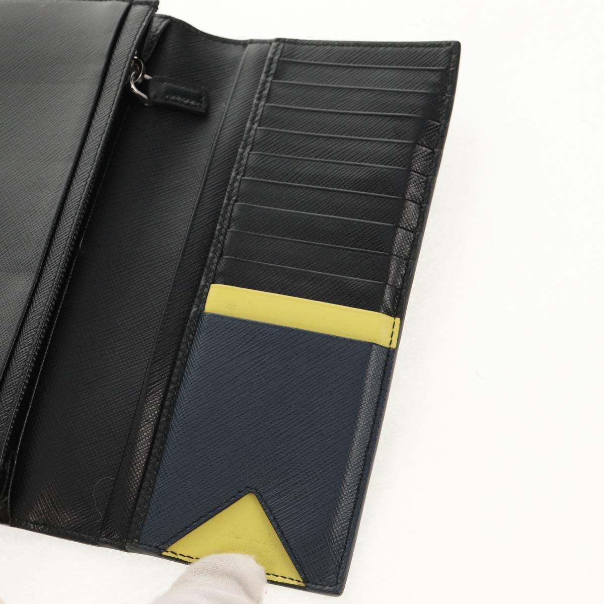 PRADA Wallet Safiano leather Black Auth 156712V