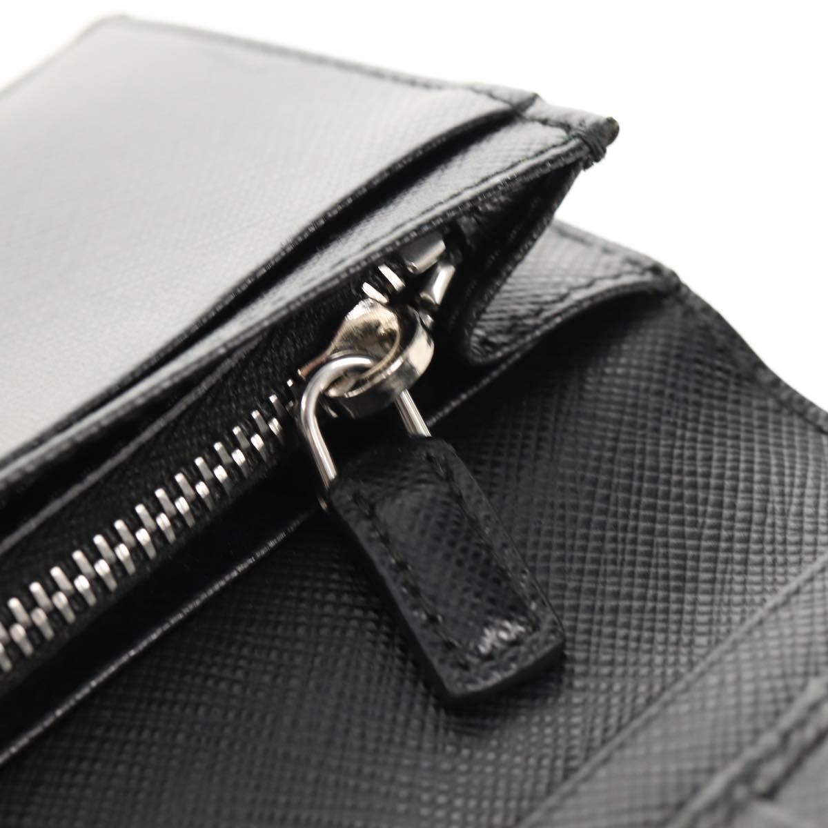 PRADA Wallet Safiano leather Black Auth 156712V