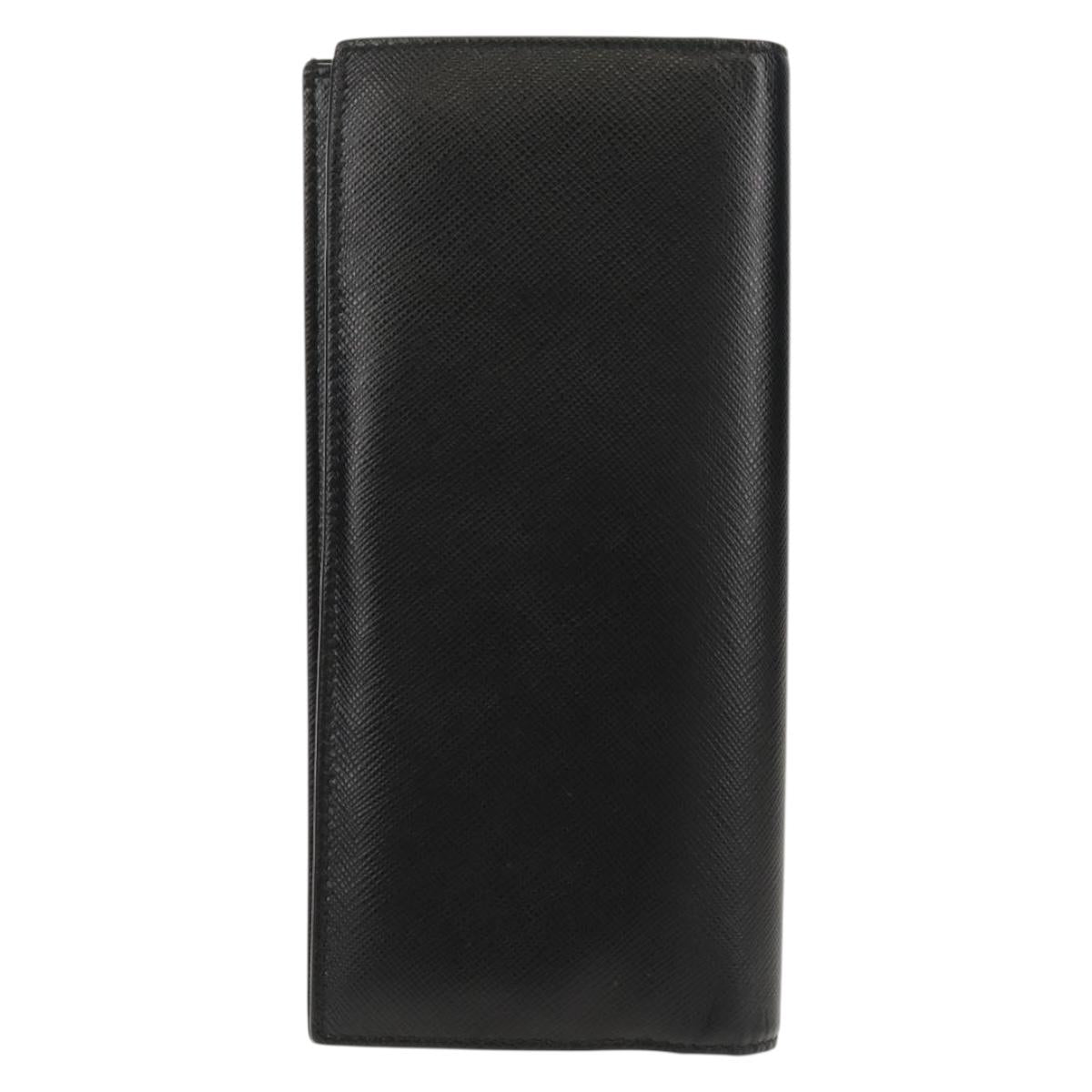 PRADA Wallet Safiano leather Black Auth 156712V