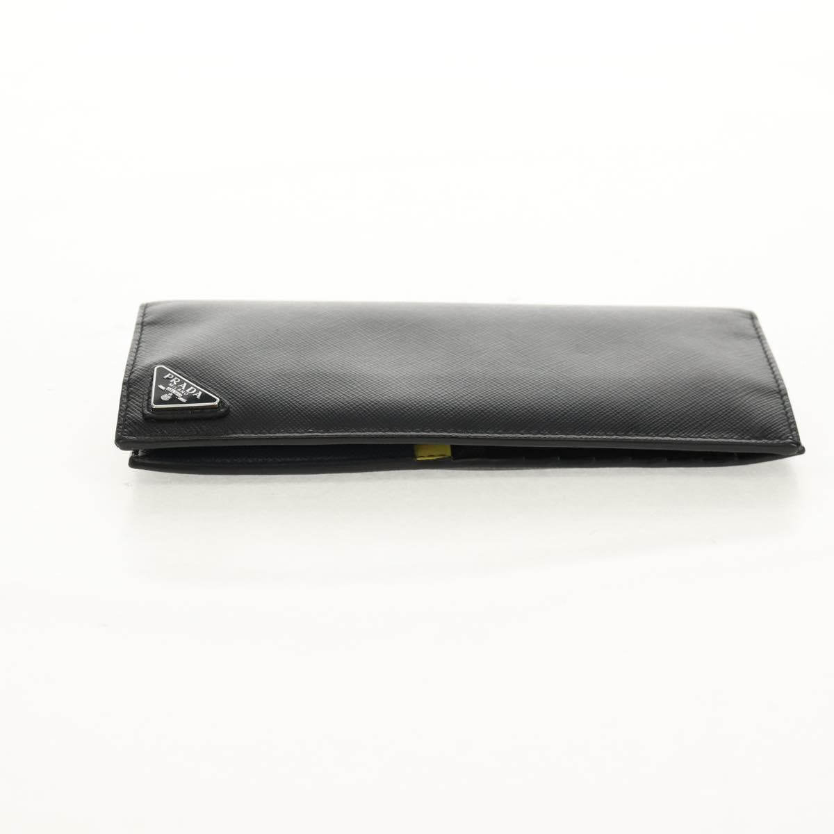 PRADA Wallet Safiano leather Black Auth 156712V