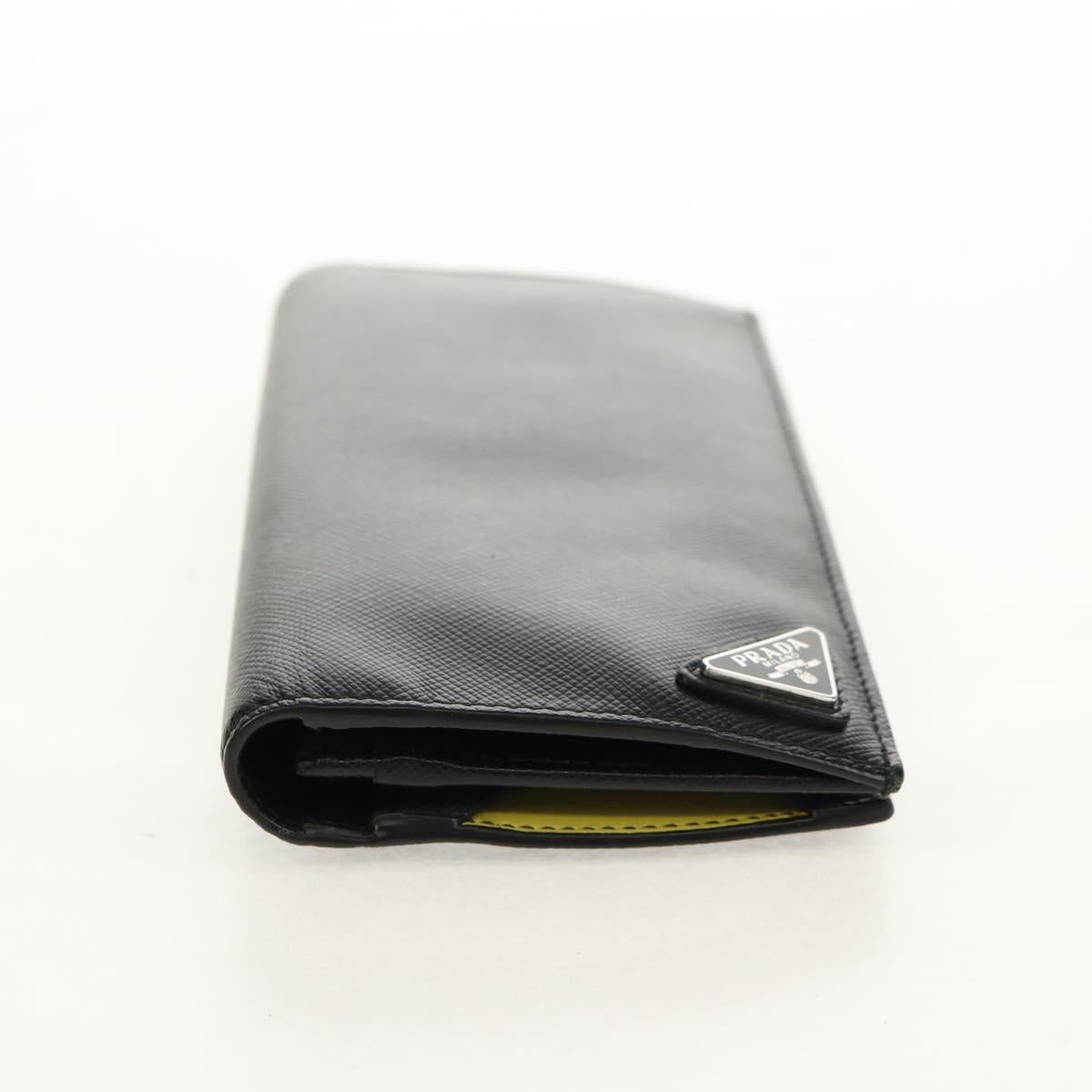 PRADA Wallet Safiano leather Black Auth 156712V