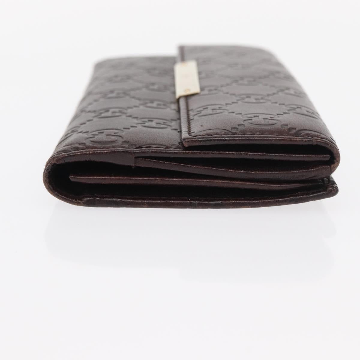 GUCCI GG Canvas Guccissima Long Wallet Leather Brown Gold 112715 Auth 156714