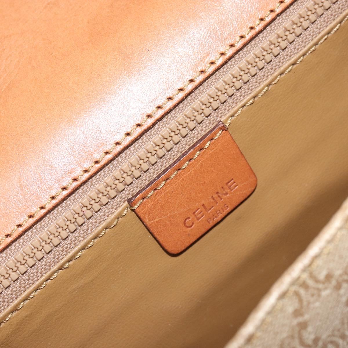 CELINE Macadam Canvas Shoulder Bag PVC Beige Gold Auth 156728