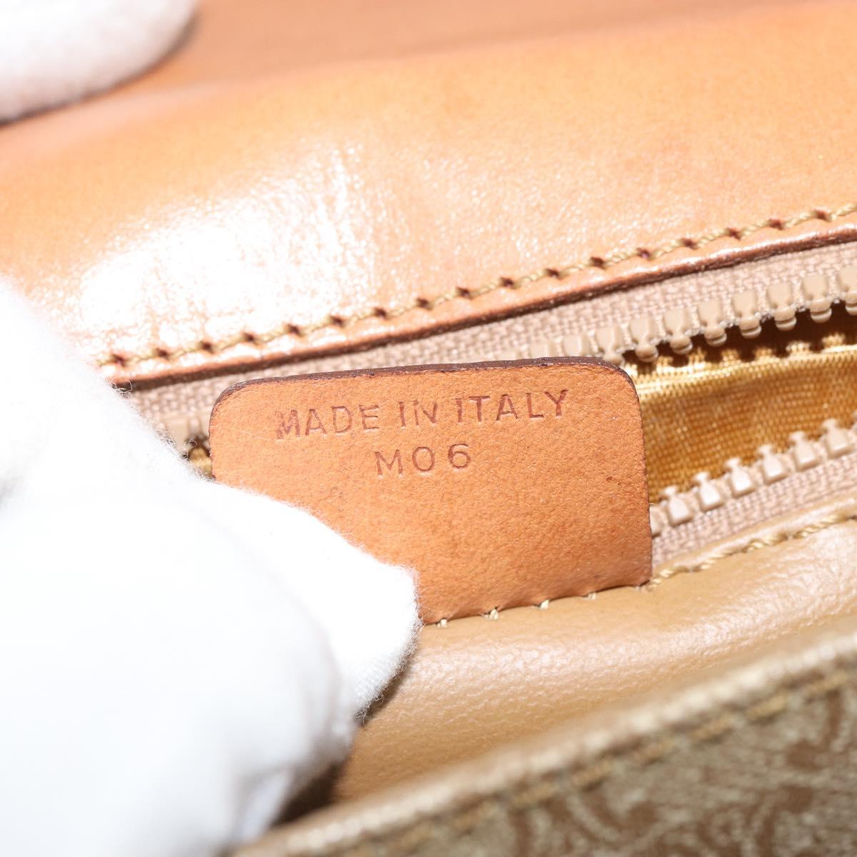 CELINE Macadam Canvas Shoulder Bag PVC Beige Gold Auth 156728