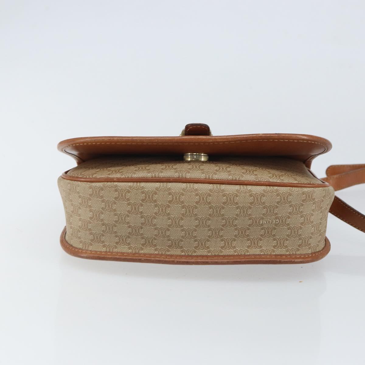 CELINE Macadam Canvas Shoulder Bag PVC Beige Gold Auth 156728