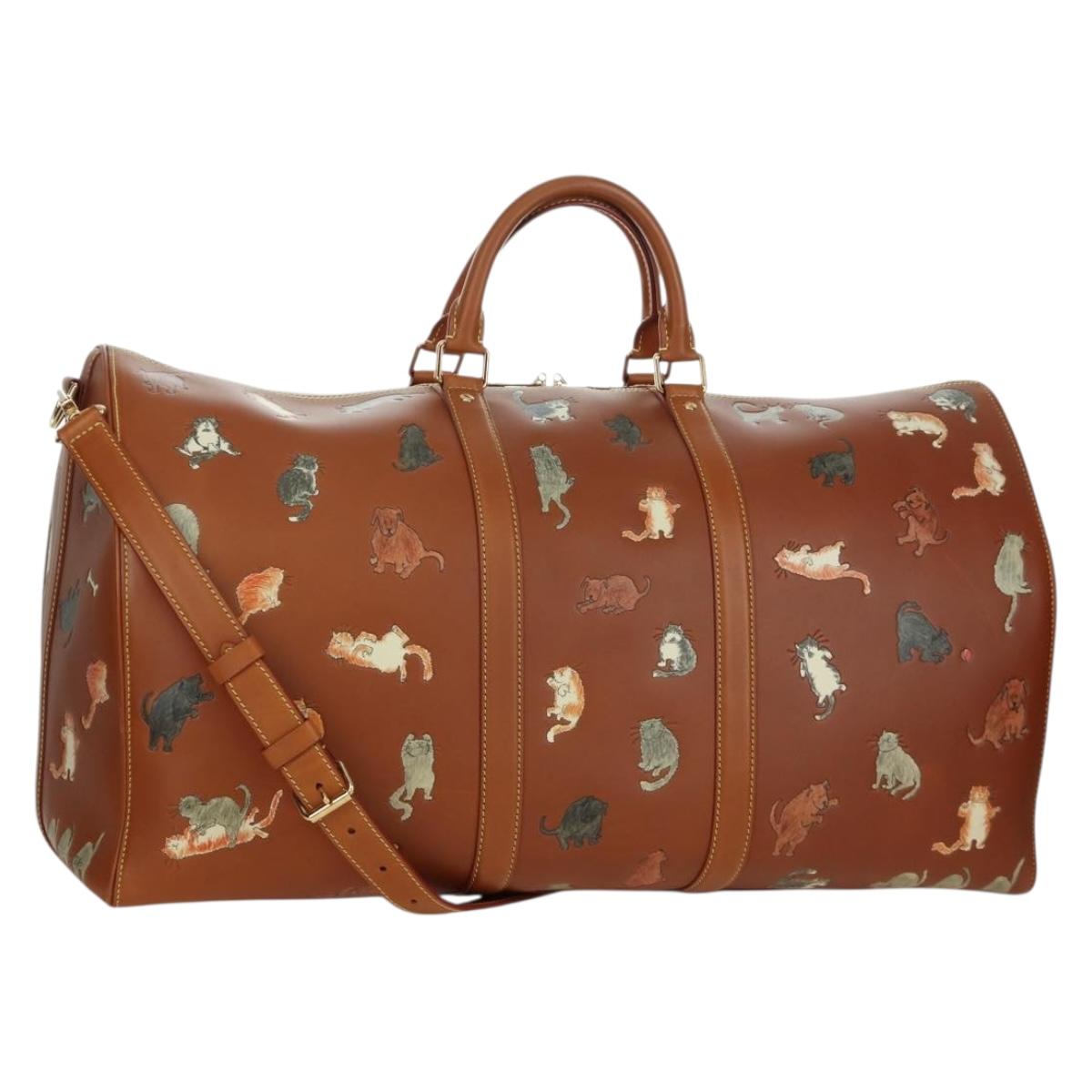 LOUIS VUITTON Catgram Keepall Bandouliere 55 Bag Leather M52951 LV Auth 156736SM