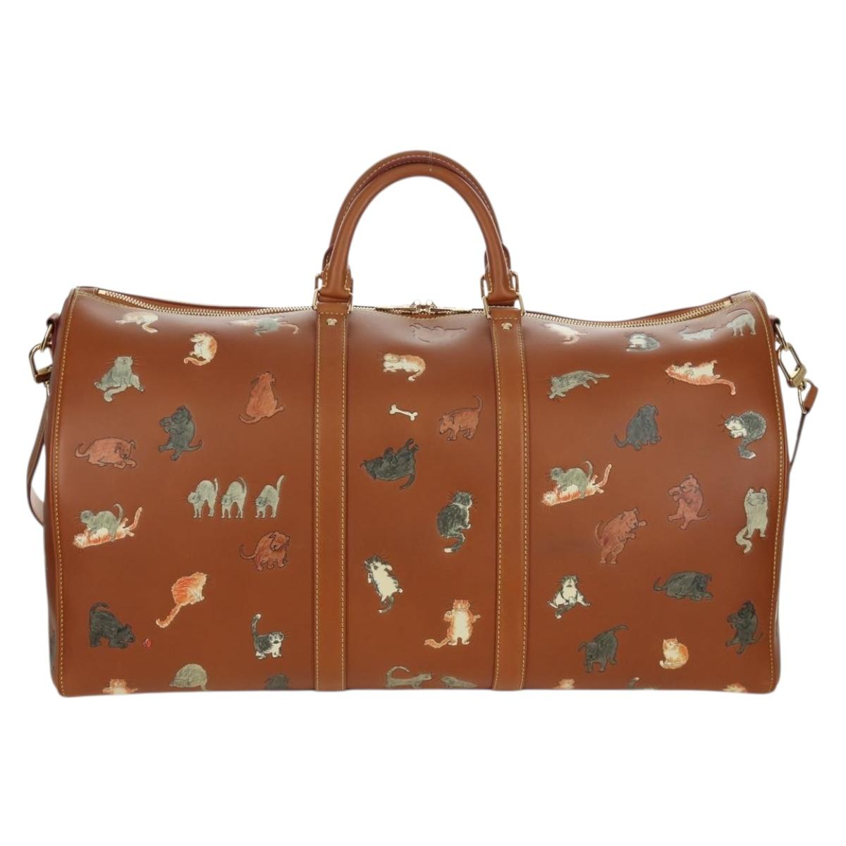 LOUIS VUITTON Catgram Keepall Bandouliere 55 Bag Leather M52951 LV Auth 156736SM