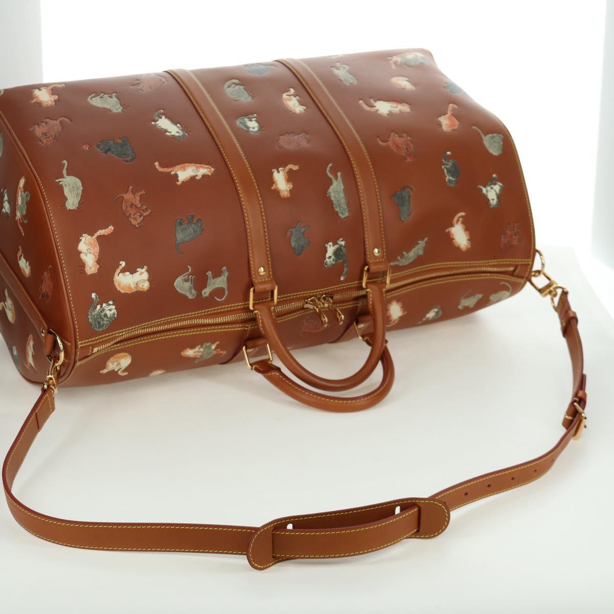 LOUIS VUITTON Catgram Keepall Bandouliere 55 Bag Leather M52951 LV Auth 156736SM