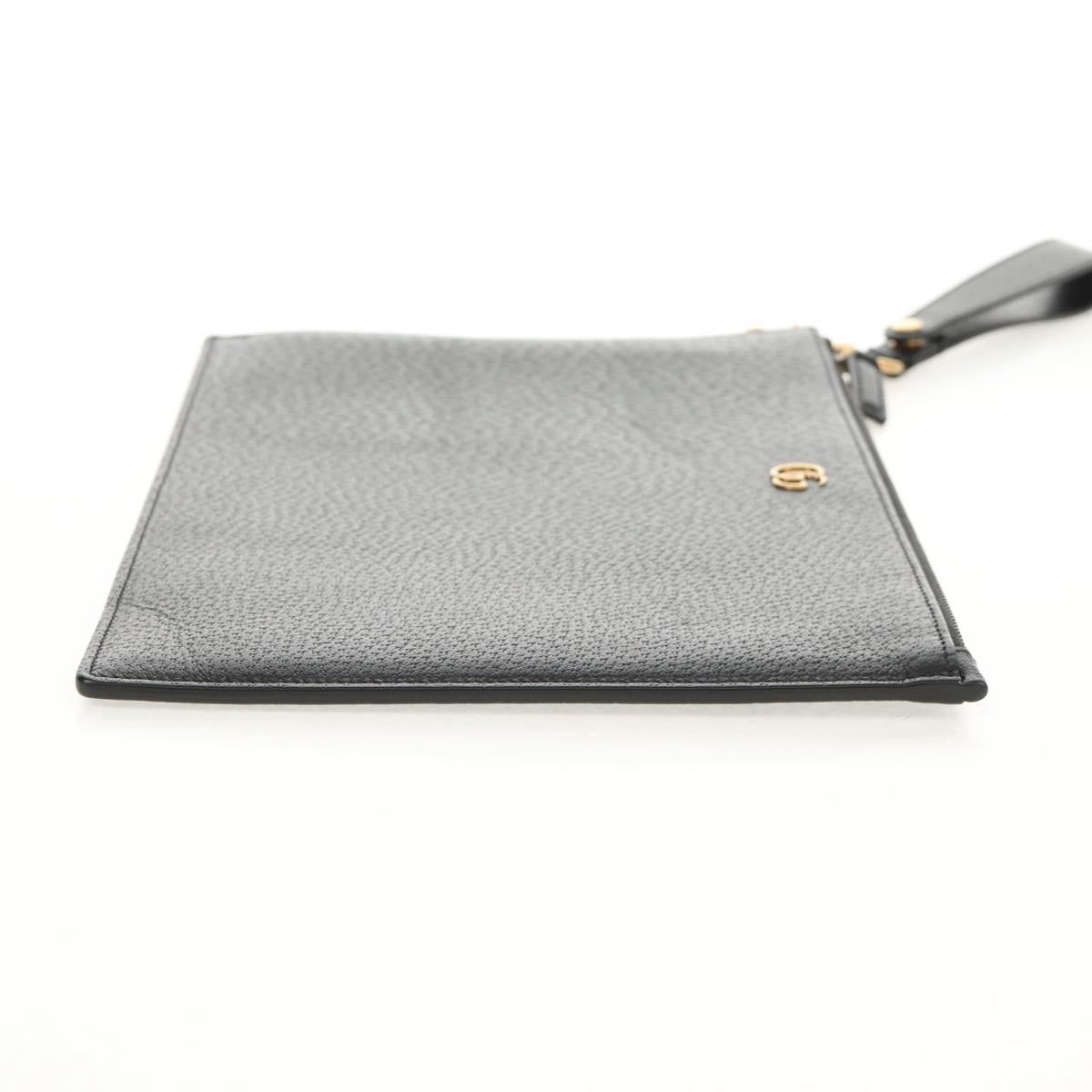 GUCCI GG Marmont Clutch Bag Leather Black 475317 Auth 156740V