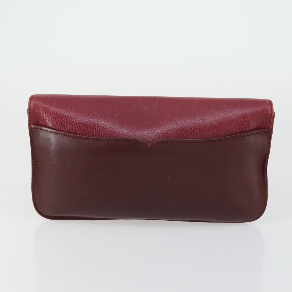 CARTIER Clutch Bag Leather 2 Set Bordeaux Auth 156742