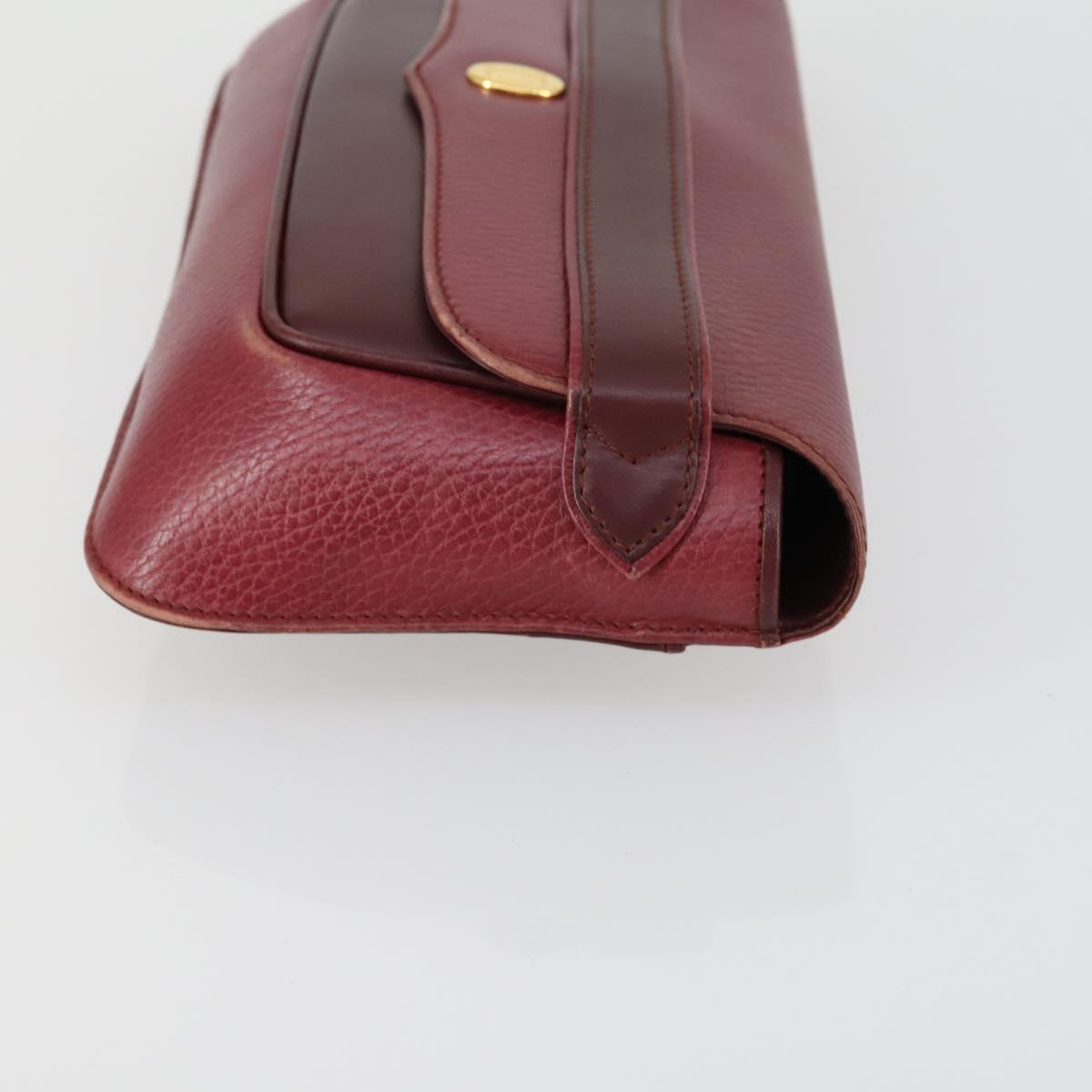 CARTIER Clutch Bag Leather 2 Set Bordeaux Auth 156742
