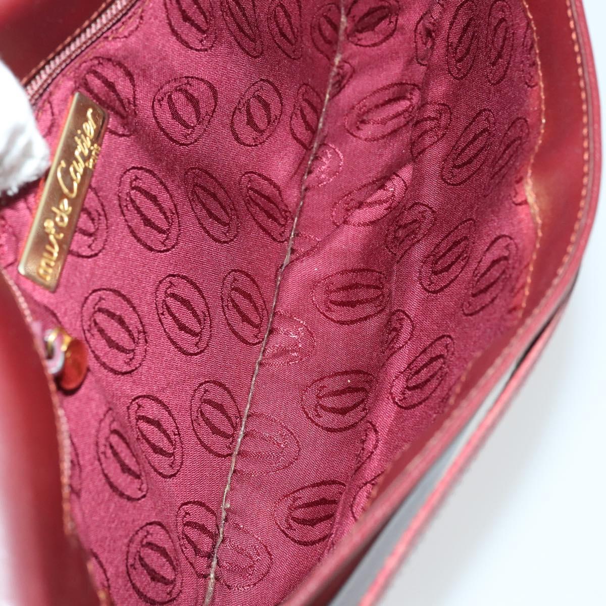 CARTIER Clutch Bag Leather 2 Set Bordeaux Auth 156742