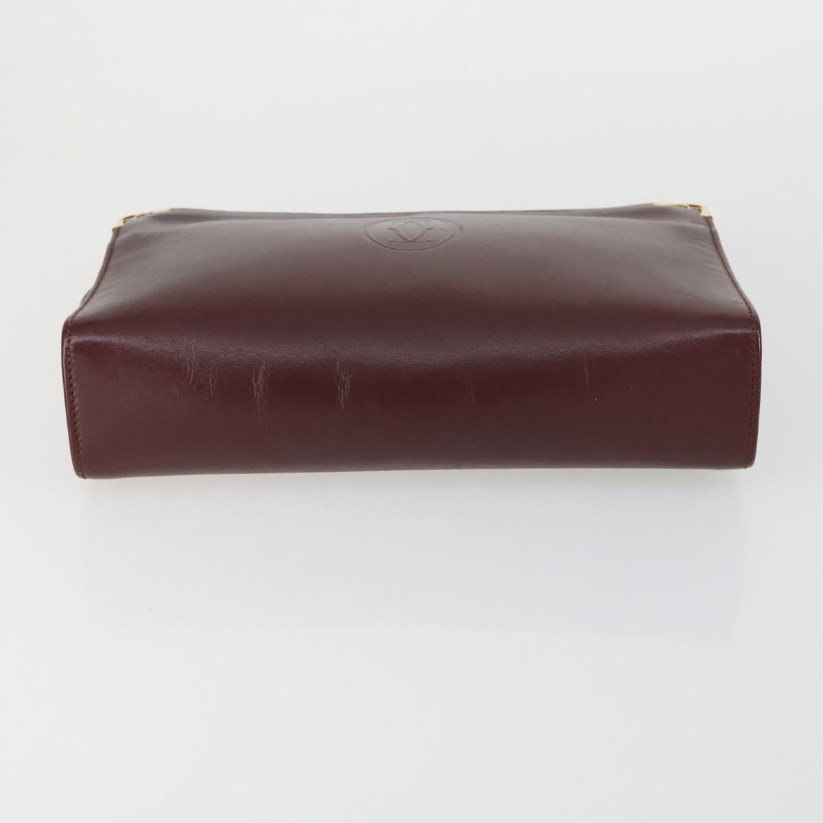CARTIER Clutch Bag Leather 2 Set Bordeaux Auth 156742