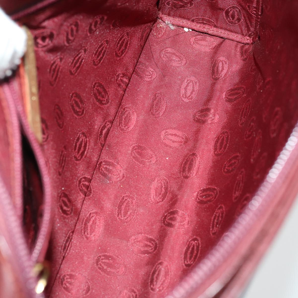 CARTIER Clutch Bag Leather 2 Set Bordeaux Auth 156742