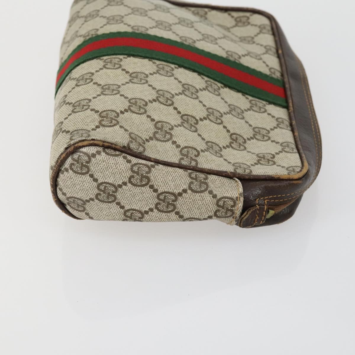 GUCCI GG Supreme Clutch Bag PVC Leather 4 Set Beige Black Auth 156746