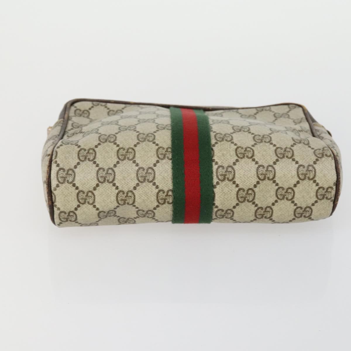 GUCCI GG Supreme Clutch Bag PVC Leather 4 Set Beige Black Auth 156746