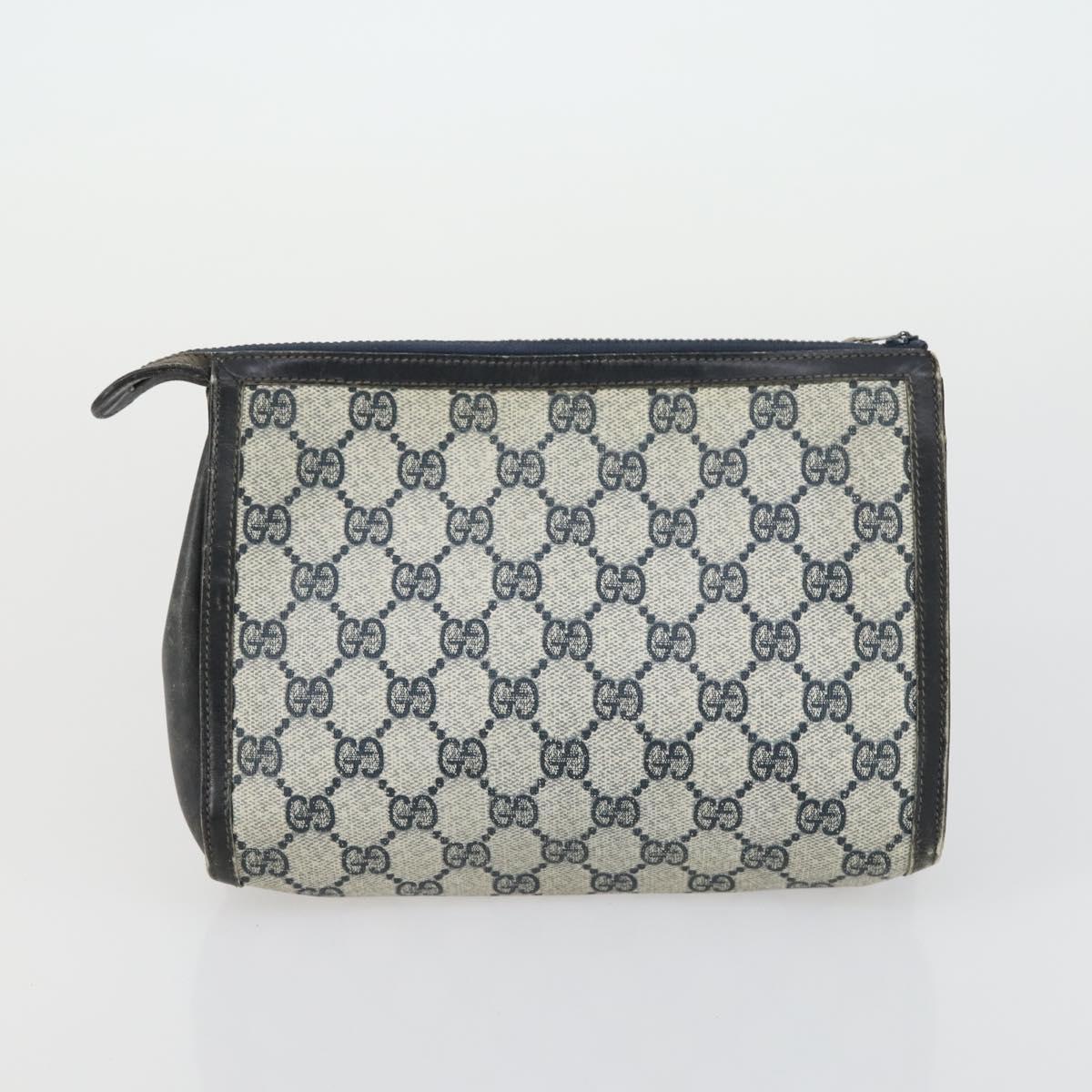 GUCCI GG Supreme Clutch Bag PVC Leather 4 Set Beige Black Auth 156746