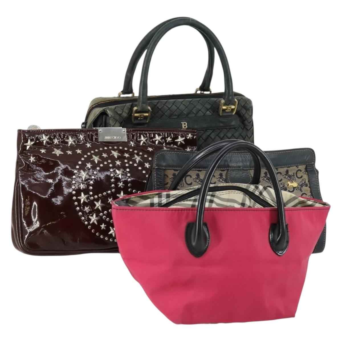 BALLY Burberry Celine Hand Bag Leather Canvas 4 Set Beige Pink Auth 156747