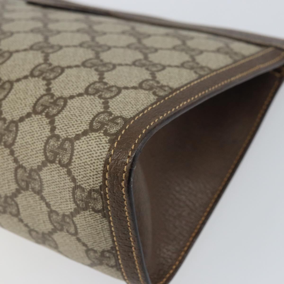 GUCCI GG Supreme Clutch Bag PVC Leather Beige 014 89 0192 Auth 156783