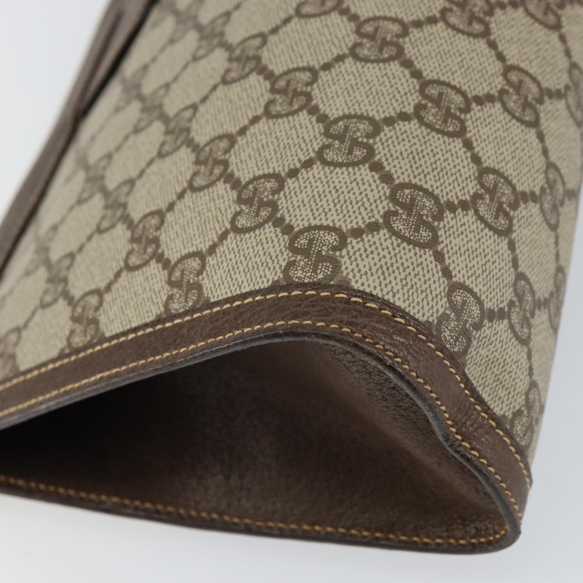 GUCCI GG Supreme Clutch Bag PVC Leather Beige 014 89 0192 Auth 156783