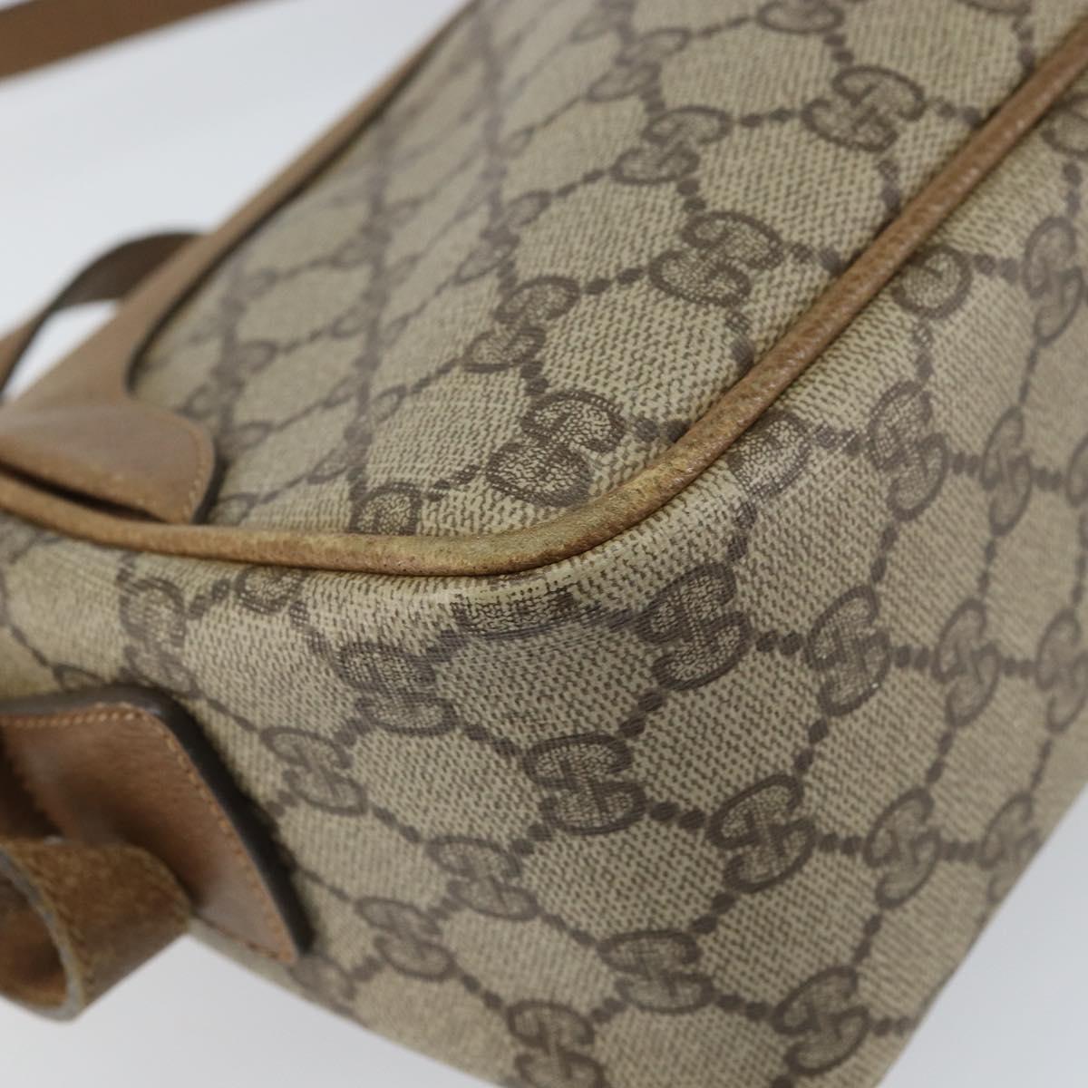 GUCCI GG Supreme Shoulder Bag PVC Leather Beige Gold Auth 156786