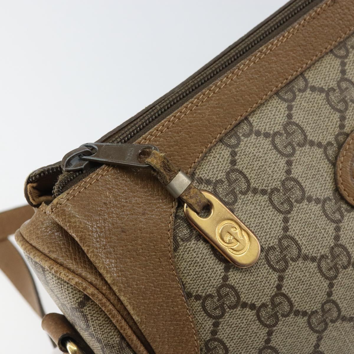 GUCCI GG Supreme Shoulder Bag PVC Leather Beige Gold Auth 156786