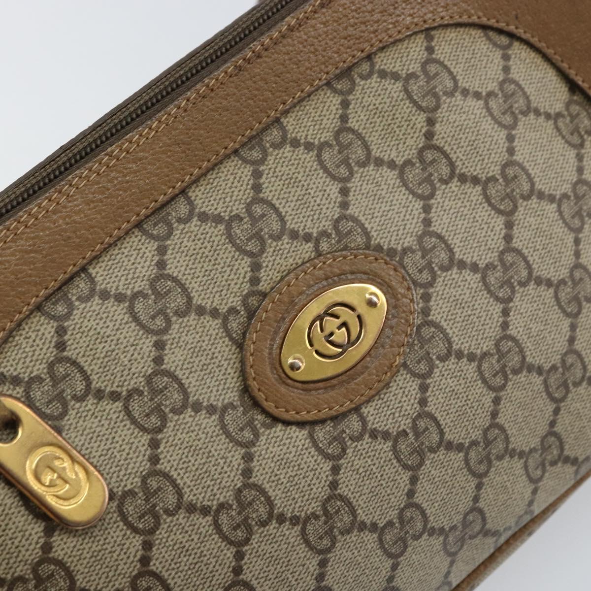 GUCCI GG Supreme Shoulder Bag PVC Leather Beige Gold Auth 156786