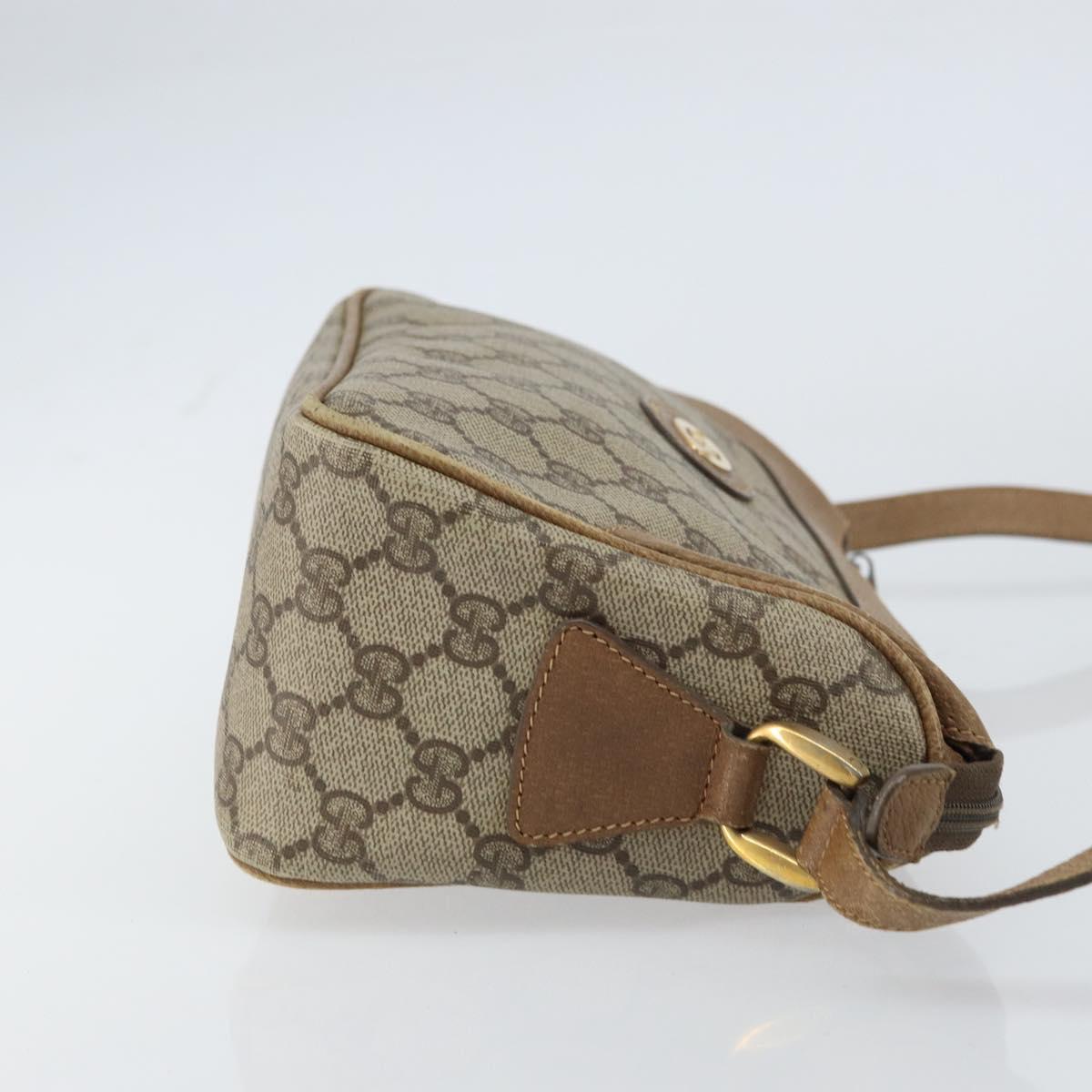 GUCCI GG Supreme Shoulder Bag PVC Leather Beige Gold Auth 156786