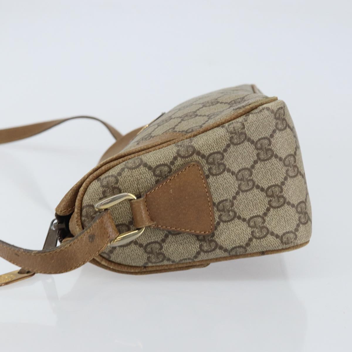 GUCCI GG Supreme Shoulder Bag PVC Leather Beige Gold Auth 156786