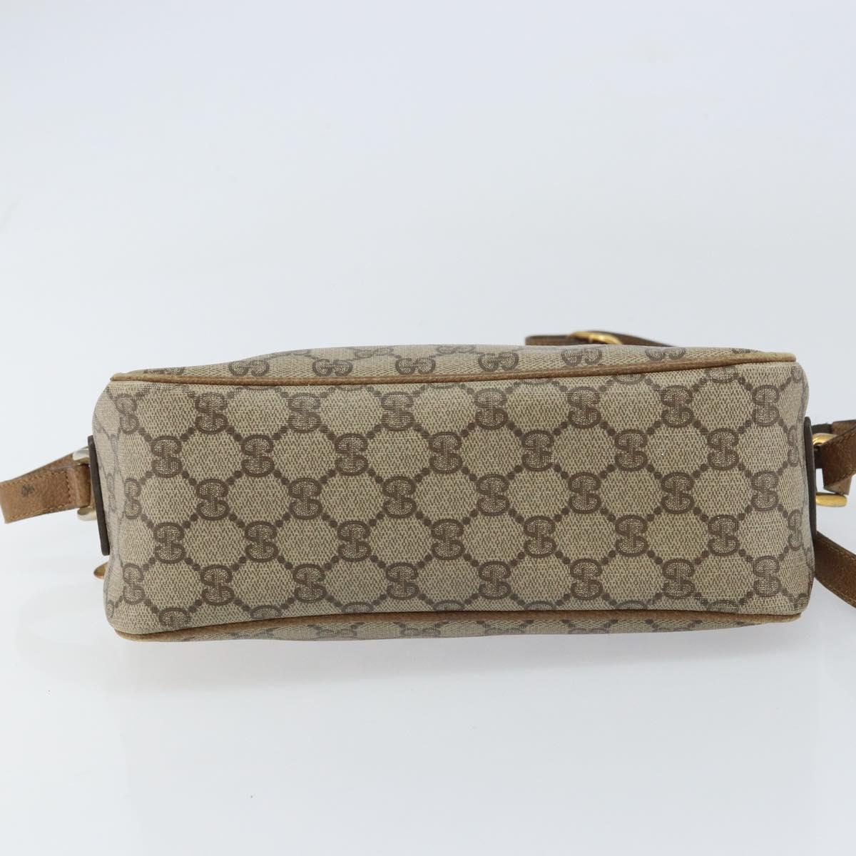 GUCCI GG Supreme Shoulder Bag PVC Leather Beige Gold Auth 156786