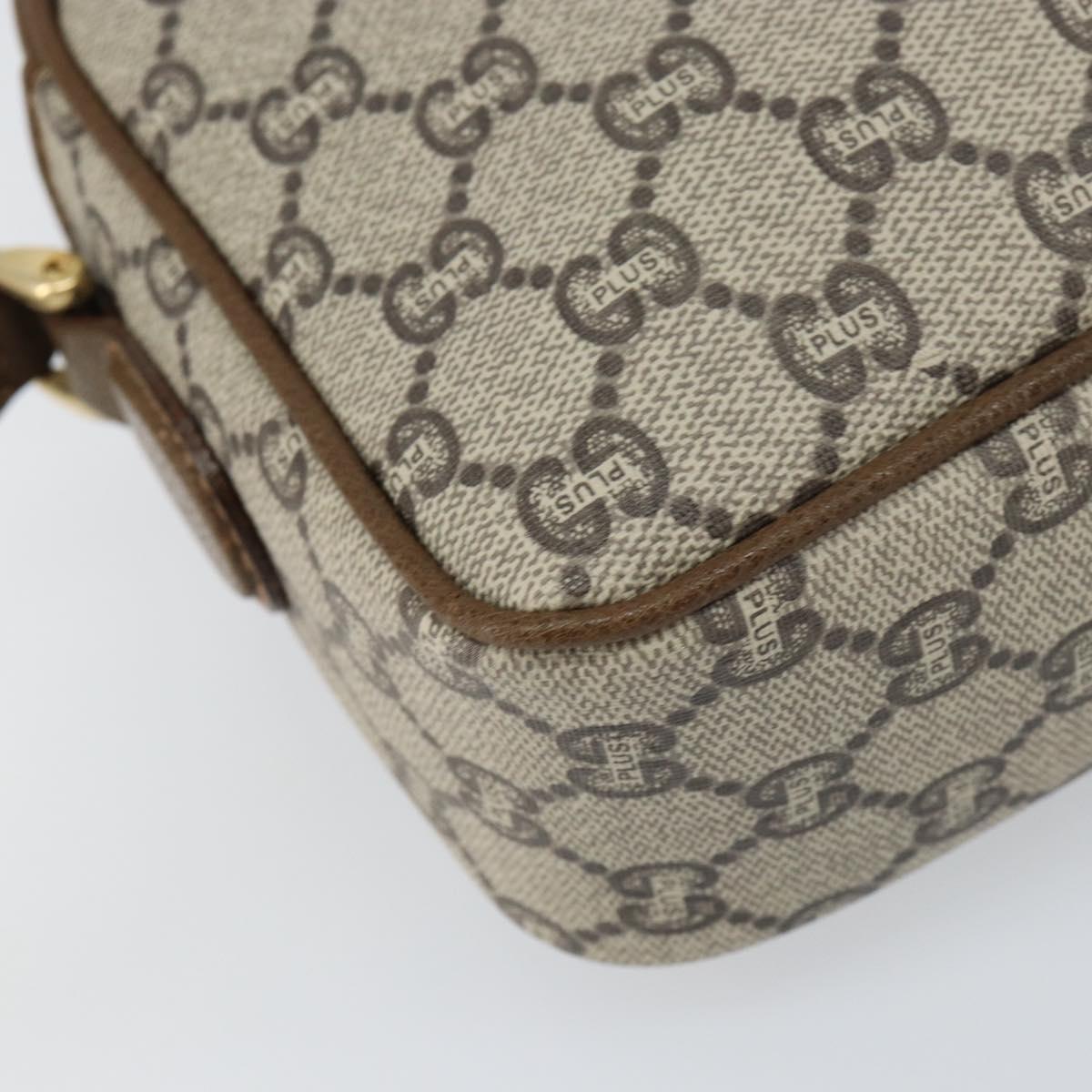 GUCCI GG Plus Supreme Shoulder Bag PVC Leather Beige Gold Auth 156789