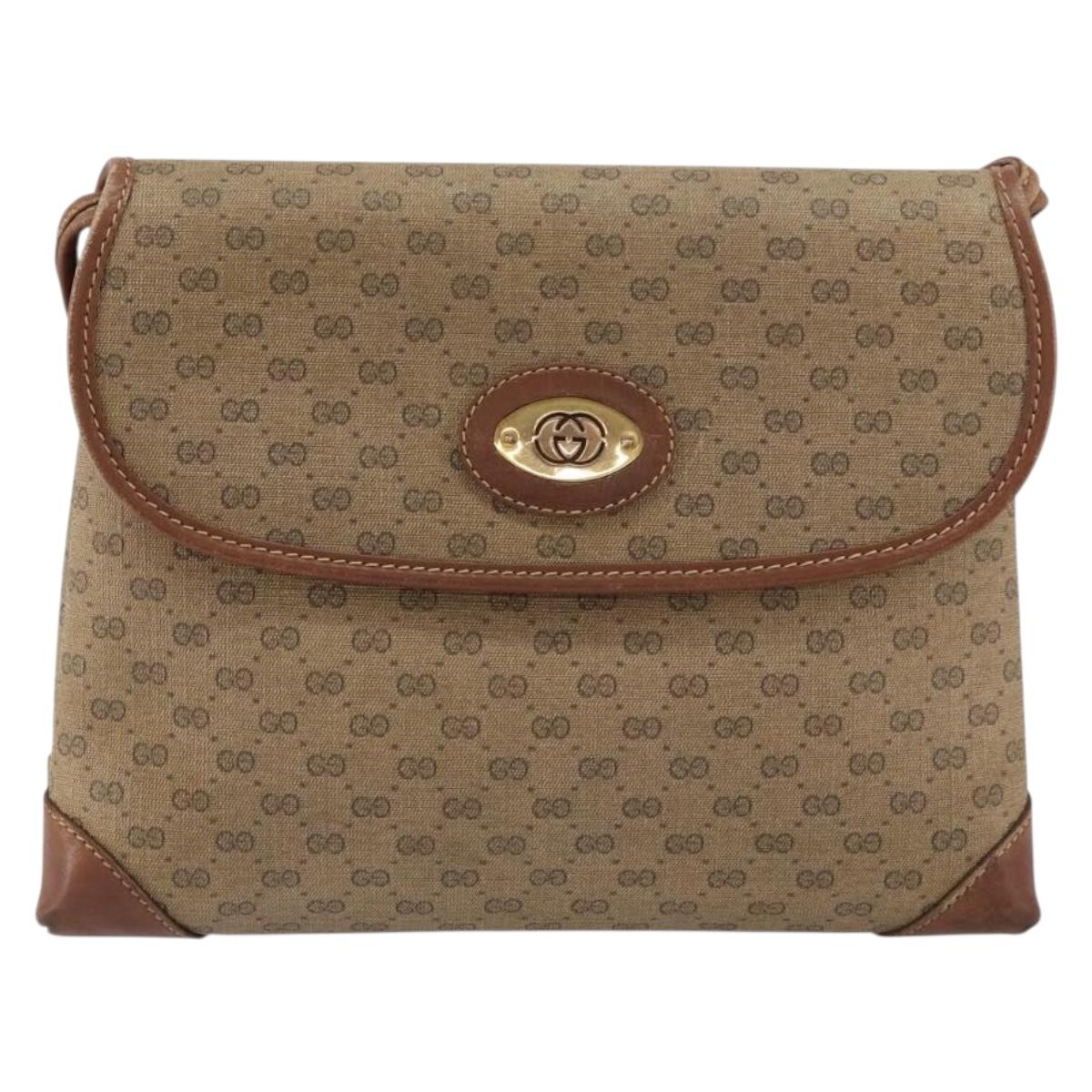 GUCCI Micro GG Supreme Shoulder Bag PVC Beige Gold 007 92 5548 Auth 156790
