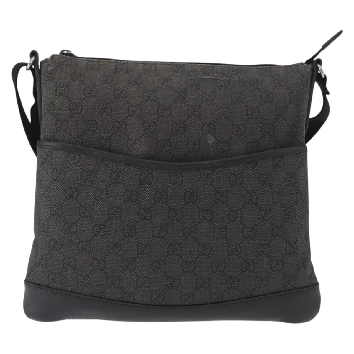 GUCCI GG Canvas Shoulder Bag Black Silver 374414 Auth 156793