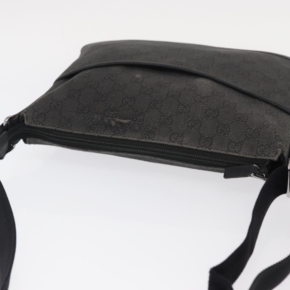 GUCCI GG Canvas Shoulder Bag Black Silver 374414 Auth 156793