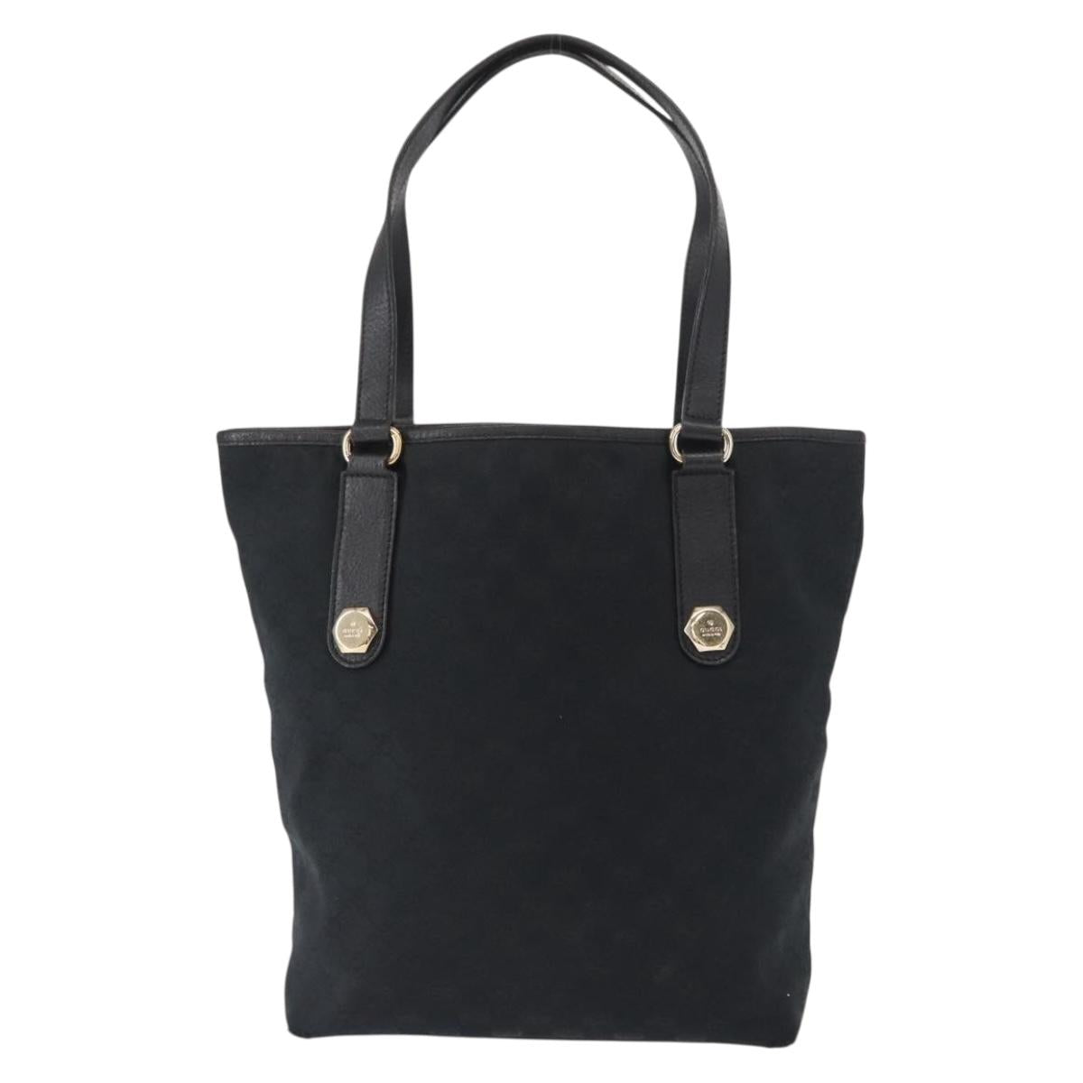 GUCCI GG Canvas Tote Bag Black Gold 153009 Auth 156794