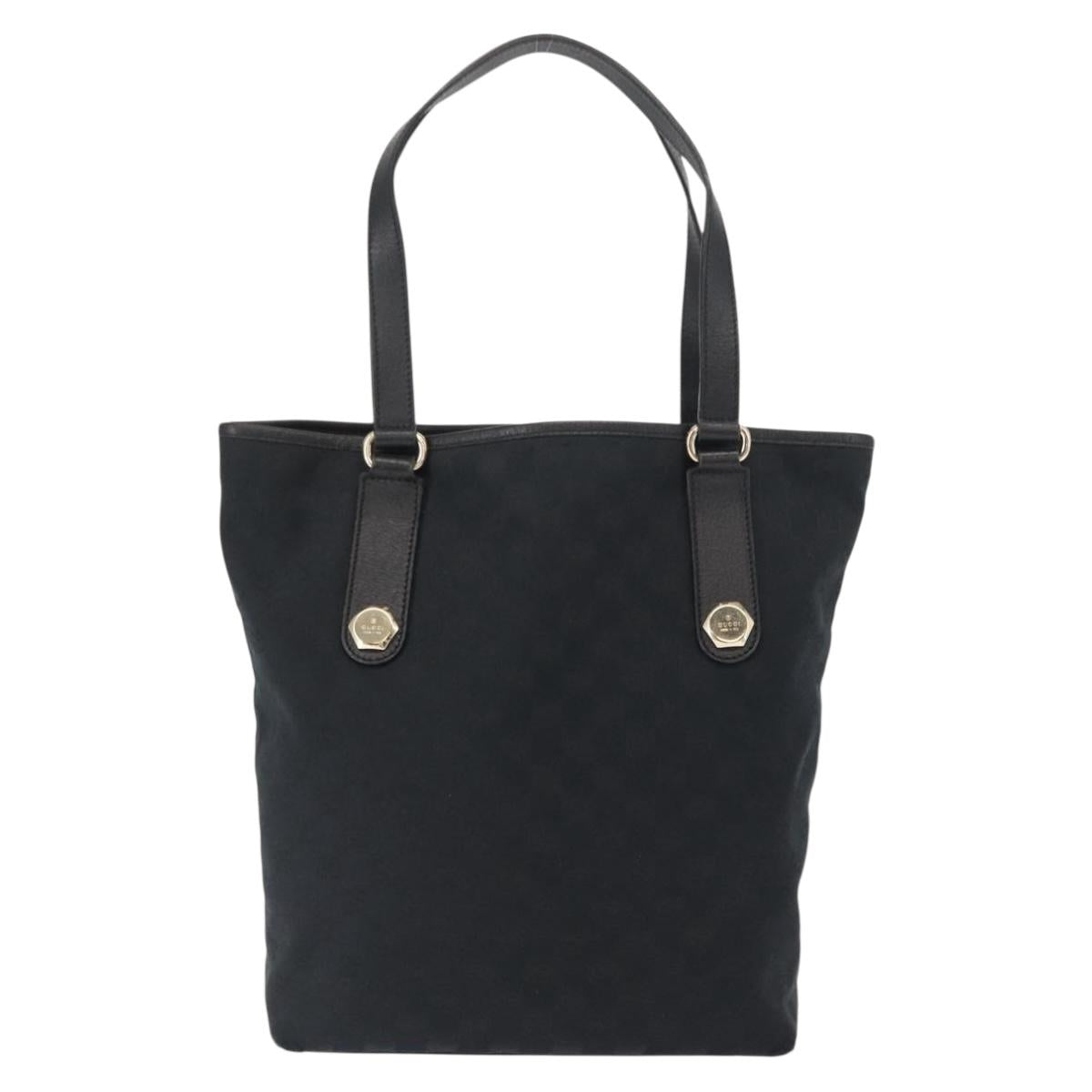 GUCCI GG Canvas Tote Bag Black Gold 153009 Auth 156794