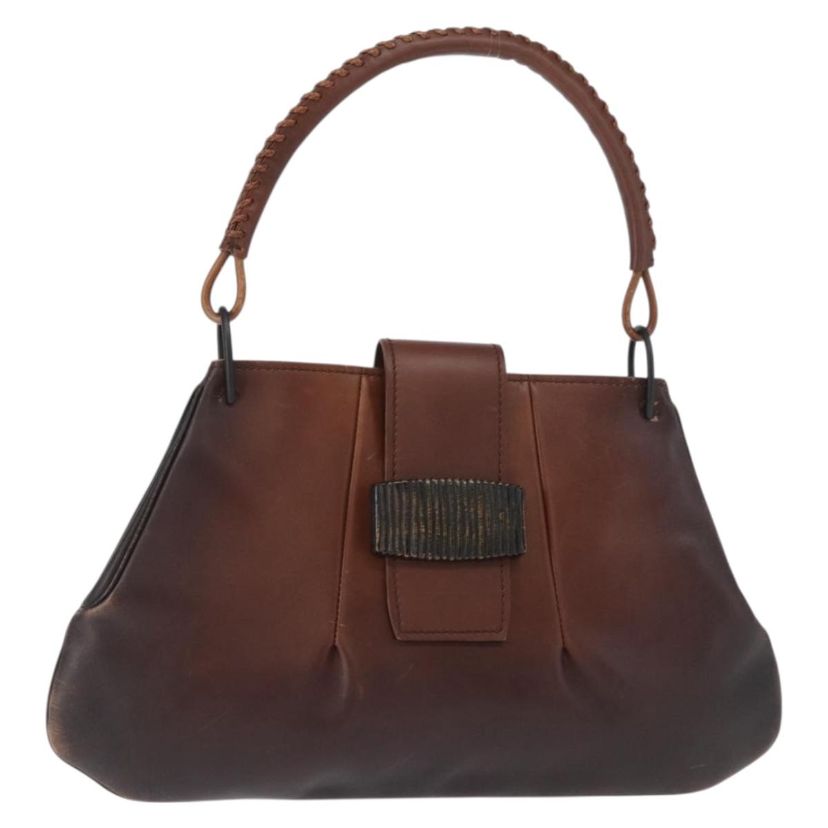 GUCCI Shoulder Bag Leather Brown 105374 Auth 156795